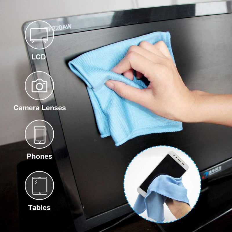 Auto Care Microfiber Glass Cleaning Cloths Towels for Windows Mirrors Windshield Computer Screen TV Tablets Dishes Camera Lenses Chemical Free Lint Free Scratch Free (12"x12", Blue, 8 Pack) - Image 5